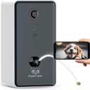 Pet Camera with Treat Dispenser/Tossing for Dogs/Cats, Smart Dog/Cat Camera, Free App, 2.4G & 5G WiFi, 1080P HD Live Video, Auto Night Vision, 2-Way Audio, Motion Alert, No Monthly Fee (Black & White)