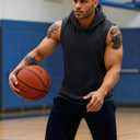 MAGCOMSEN Mens Tank Top Sleeveless Hoodie Cotton T-Shirt Summer Casual Shirt Muscle Tee (Black, L)