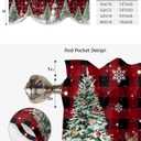 Christmas Tie Up Window Valances for Kitchen, Snowman Rod Pocket Curtain Valance Let it Snow Black Red Buffalo Plaid Window Topper Decor Xmas Tree Valance Curtains for Living Room, Bedroom, 54" x 18"