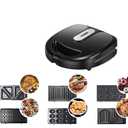 6 in 1 Waffle Maker, Sandwich Maker with Removable Plates, Donut Maker Dual-Sided Heating Non-Stick Plates, Walnut Cookie Maker, Multi Breakfast Maker for Grilled Cheese, Toast, Bread