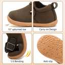 JOINFREE Toddler Shoes Girls Boys Lightweight Dress Shoes Wide Barefoot Flats Fashion School Shoe Kids Fall Walking Sneakers (Brown)