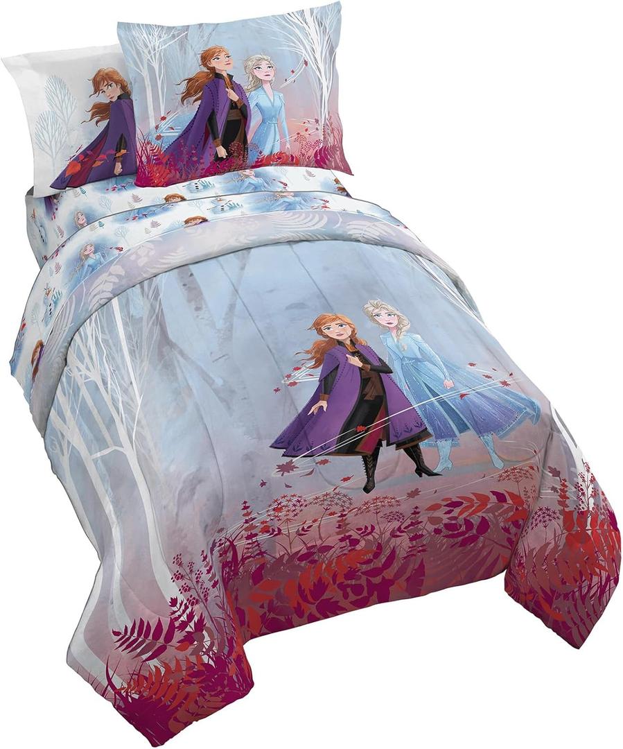 Disney Frozen 2 Forest Spirit 7 Piece Full Bed Set - Includes Reversible Comforter & Sheet Set - Bedding Features Elsa and Anna - Super Soft Fade Resistant Microfiber - (Official Disney Product)