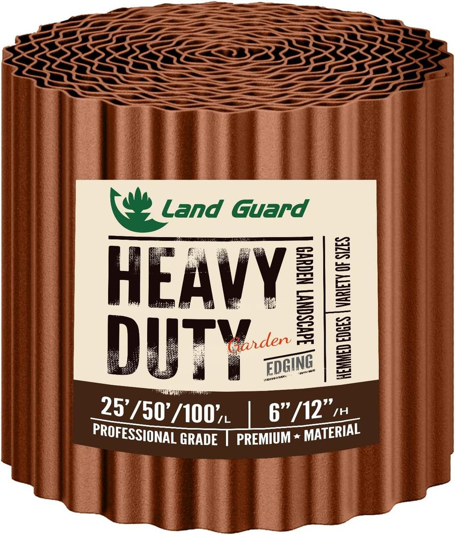 Land Guard Corrugated Garden Edging Border, 12"50' Landscape Paver Edging, Tall Landscape Edging, Fence for Garden, Flower Bed, Lawn and Landscape Edging (Red Rust)