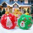 Seasons 3Pcs Outdoor Christmas Decorations, 24 Inch Large Inflatable Christmas Balls, Christmas Ornaments Decor for Front Door Yard & New Year Festive