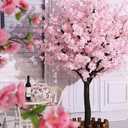 Artificial Cherry Blossom Trees Handmade Light Pink Tree Indoor Outdoor Home Office Party Wedding (4FT Tall/1.2M)
