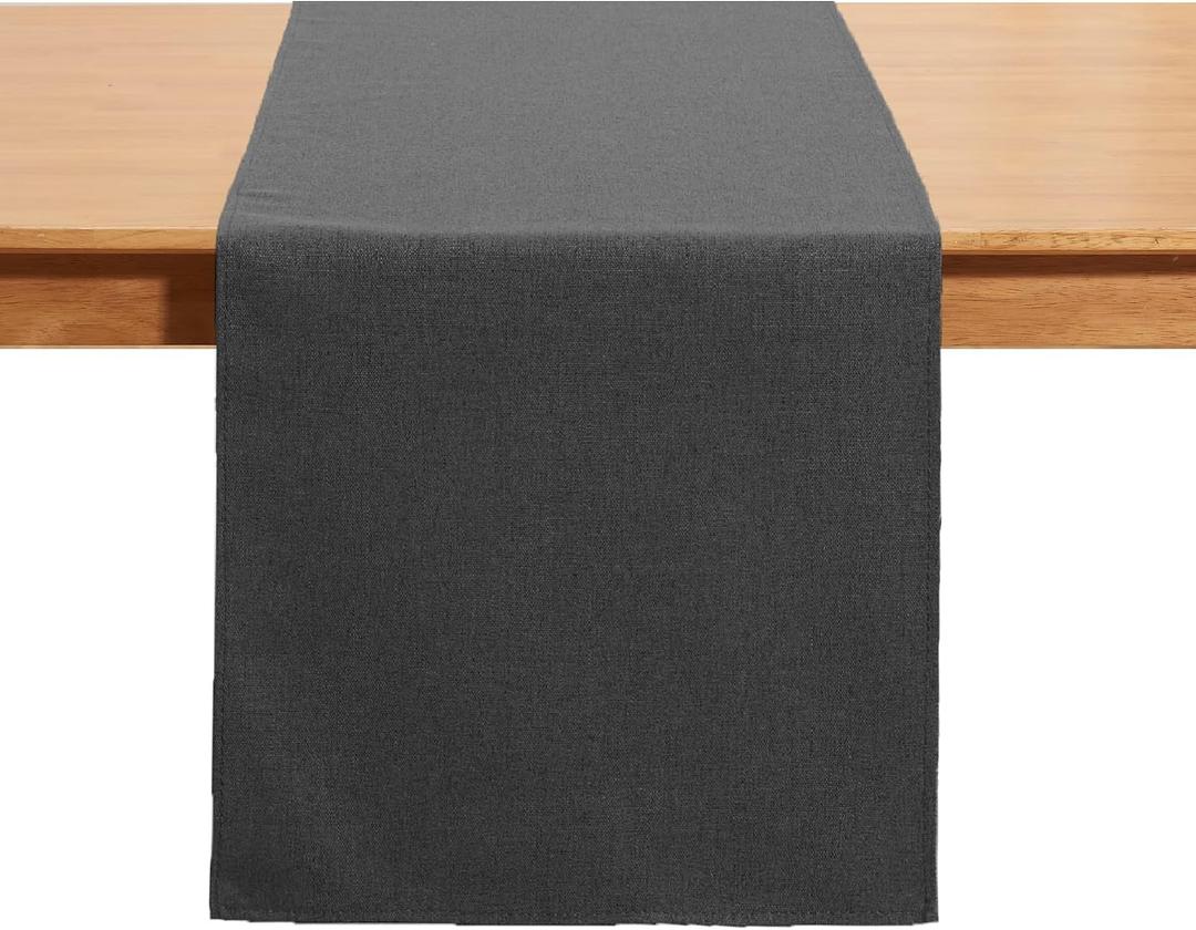 Black Grey Cotton Table Runner, Farmhouse Style Runners (13 x 72) | Halloween, Gothic, Christmas, Winter, Dresser Scarf, Kitchen, Dining, Coffee Table, Wedding & Parties & Home Decor, Daily use