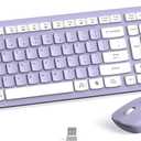 Wireless Keyboard and Mouse Combo, Full-Size Silent Ergonomic Keyboard and Optical Mouse, Long Battery Life, 2.4G Lag-Free Mice Keyboard for Computer, Mac, Laptop, PC, Windows(Purple)