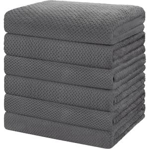 HOMEXCEL 6 Pack Bath Towel Set, (24 x 48 Inches) Microfiber Ultra Soft Highly Absorbent Bath Towels, Lightweight and Quick Drying Towels for Hotel, Bathroom, Spa and Beauty Parlor, Grey