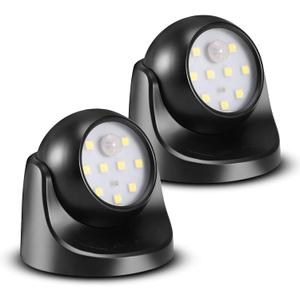 ProGreen 6000K Battery Motion Sensor Light Outdoor Waterproof Wireless LED Battery Powered Wall Light Auto On/Off Night Light 2 Pack Cool White