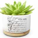 Funny Cute Cat Ceramic Planter Pot with Drainage Holes and Bamboo Tray Ideal for Succulent and Cactus Plants Decorative Indoor Home Office Gift for Cat Lovers and Plant Lovers (Plant Not Included)