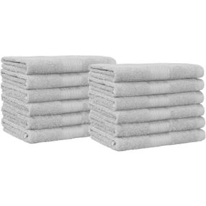Amazon Basics Highly Absorbent Cotton Washcloths for Bathroom, Machine Washable, Fade-Resistant, 12 x 12 inches, Gray, 12-Pack