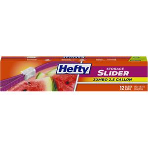Hefty Slider Jumbo Storage Bags, 2.5 Gallon Size, 12 Count