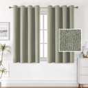 H.VERSAILTEX 100% Blackout Linen Curtains Thermal Curtains for Living Room Textured Burlap Curtains with Double Face Linen Grommet Soundproof Bedroom Curtains 52 x 63 Inch, 2 Panels - Heather Sage