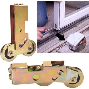 2 Pack Sliding Patio Door 1-1/4 Inch Tandem Roller Assembly, Steel Ball Wheel Bearing Rear Adjustable Sliding Door Wheel Replacement for Sliding Glass Door Screen Door Gate Window - 4 Srews Included