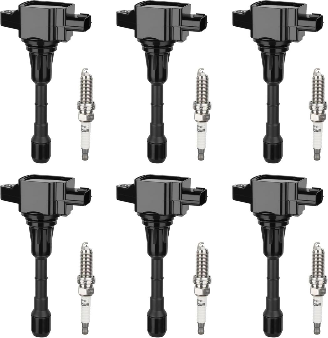 Set of 6 Ignition Coil Pack and 6 Iridium Spark Plug Compatible with Nissan For Infiniti Maxima Murano Pathfinder Quest Altima Q50 QX60 FX35 3.5L V6 Replacement for UF550 C1670 GN10244 5C1727 50150