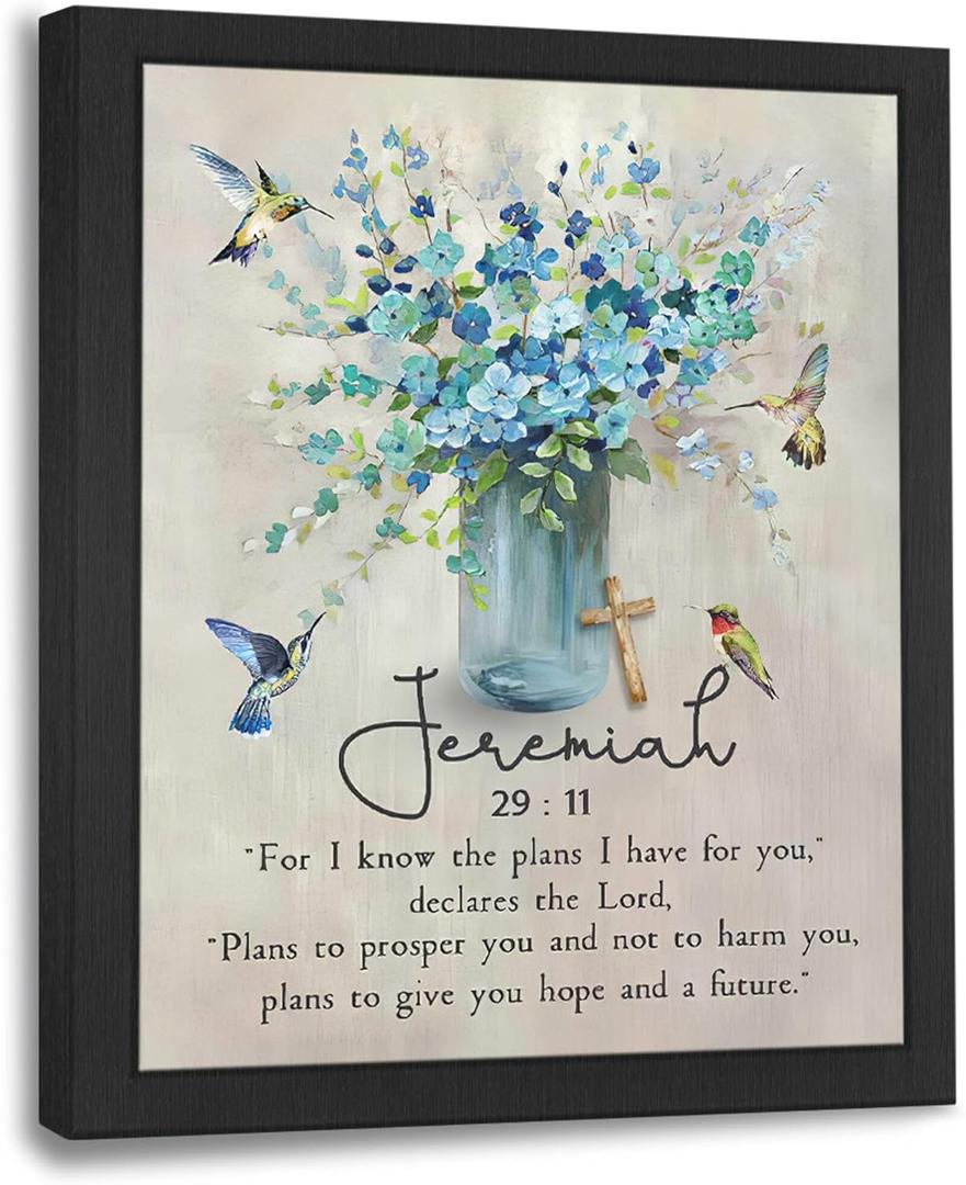 Framed Scripture Bathroom Wall Art Christian Jeremiah Canvas Prints Painting Farmhouse Bible Verses Pictures Artwork Gifts Home Church Decor 10L x 8W