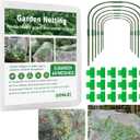 GonLei 10x43FT Garden Mesh Netting Kit Raised Beds (6 Pcs Garden Hoops & 18 Clips) Garden Hoops Plant Row Covers Netting Protection Berry Bush Trees Grass Seed Barrier Net (White)