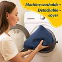 AAAAAcessories D-Shaped Chair Cushions, 2" Thick Dining Chair Pads with Ties and Removable, Machine-Washable Cover, 17" x 16", Set of 6, Blue, 6 Count
