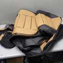 CAR PASS Leather Seat Covers Full Set Universal Water Resistant 3D Foam Back Support, Luxury Comfort Automotive 5 Seat Covers All Season Fit for SUV,Sedan,Van, Airbag Compatible Elegance(Beige Black) (Black and Beige)