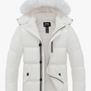 Skieer Men's Hooded Puffer Jacket Outdoor Waterproof Winter Coat Warm Parka with Detachable Hood, Size XL