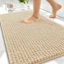 OLANLY Thick Bathroom Rugs 30x20, Extra Soft Absorbent Chenille Bath Rugs, Rubber Backing, Machine Wash Dry, Bath Mats for Bathroom Floor, Tub and Shower, Home Decor Accessories, Beige