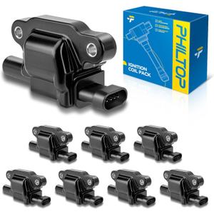 PHILTOP UF413 Ignition Coil Pack, Square Compatible with Yukon Silverado Tahoe Suburban Sierra Avalanche Escalade Corvette Camaro Express Impala Envoy Trailblazer G8 CTS GTO SS SSR H3 H2