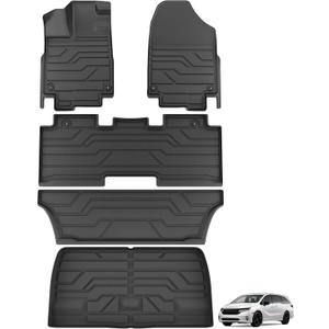 KARPAL Floor Mats for Honda Odyssey 2018-2025 2026 Mini Passenger Van, All Weather Protection TPE Floor Liners Accessories Car Mats, Front & 2nd Row & 3rd Row & Cargo Liner