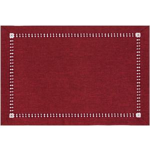 Grelucgo Handmade Hemstitched Polyester Rectangle Table Placemats (12x18 inch Set of 6,Cranberry)