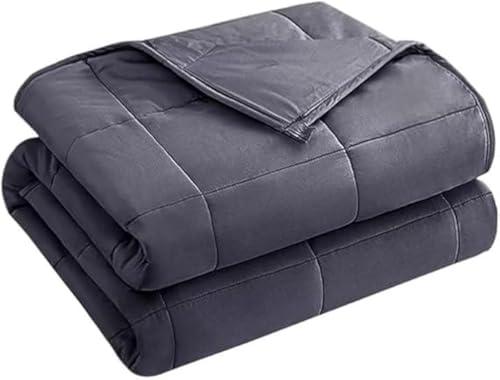 yescool Weighted Blanket for Adults (20 lbs, 48" x 72", Grey) Cooling Heavy Blanket for Sleeping Perfect for 140-160 lbs, Twin Size Breathable Blanket with Premium Glass Bead, Machine Washable