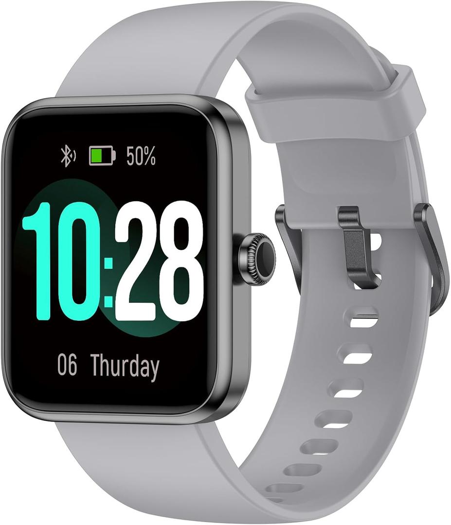 Smart Watch for Women Men, Fitness Tracker Watch with Heart Rate Monitor, Sleep, Blood Oxygen Tracker, 5ATM Waterproof Smartwatch Sports Watch Compatible with Android iOS Phones Step Calories Counter (Gray)