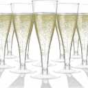 Prestee 100 Pack Clear Plastic Champagne Flutes - 4.5 oz Durable Disposable Champagne Glasses for Parties, Weddings, Toasting and Large Celebrations - Elegant Wine Glasses Stemware for Easy Cleanup