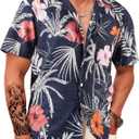 APTRO Men's Hawaiian Shirt Short Sleeve Summer Beach Tropical Button Down Shirt (Black, XXL)