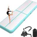 Inflatable Air Gymnastics Tumbling Mat 6ft 10ft 13ft 16ft 20ft, Air Tumble Track Mat 4/8 inches Thickness with Electric Air Pump for Home Use Training Cheerleading Yoga Water Beach Park (Green)