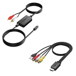 DAC Digital to Analog Audio Converter with RCA to HDMI Converter with Aspect Ratio Switch