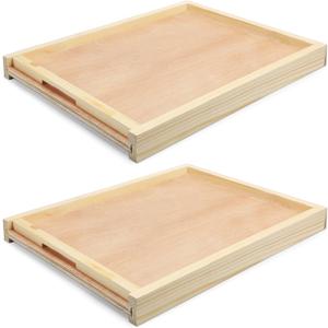 Colingmill 2 Set 10 Frame Beehive Bottom Board with Entrance Reducer Beehive Screened Bottom Base Wood Entrance Board for Beekeeping Wood Color