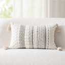 Kevin Textile Spring 12x24 Inch Lumbar Throw Pillow Cover 1 Pack Boho Decorative Soft Chenille Thread Woven Tufted Textured Rectangle Cushion Case Accent for Living Room Couch Sofa Bed, Grey