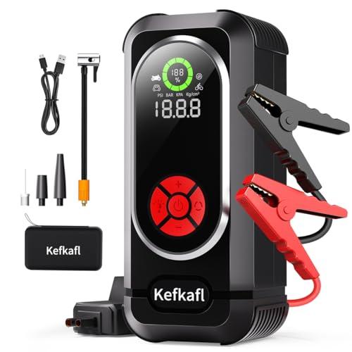 Jump Starter with Air Compressor, 4000A Car Battery Jump Starter (10.0 Gas/10.0L Diesel), 150 PSI 12V Car Battery Jump Box with Tire Inflator, Jumper Cables, LED Light, LED Display