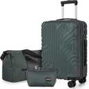 Suitcase Set 3 Piece 20-inch Carry on Luggage with Wheels ABS Hard Shell Lightweight and TSA Lock (Dark Green)