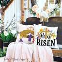 JOJOGOGO He is Risen Easter Decor Throw Pillow Covers 18x18 Set of 4, Religious Easter Decorations Pillow Covers 18 x 18, Christian Home Decor Gifts Purple Throw Pillows for Couch and Bed