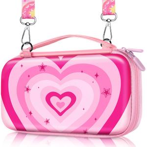 Gurgitat Carrying Case for Nintendo Switch OLED 2021/Switch 1(2017) - Cute Cartoon for Switch Travel Cases with Handle and Strap Portable Storage Carry Hard Shell for Teen Girls Boys, Heart