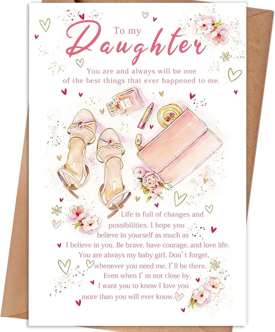 2 x Birthday Card Gifts for Daughter from Mom Dad,Daughter Birthday Card, Daughters Birthday Gifts decoration Adult