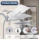 Shower Head,10'' Rain Shower Head with 11'' Angle Adjustable Extension Arm and Handheld Spray Combo/Flow Regulator/Shower System/Angle Adjustable/5Ft Hose, Height (Chrome, 8 Inch)