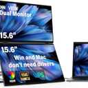 InnoView Laptop Screen Extender 15.6" Dual Portable Monitors 1080P FHD Stacked Folding Triple Monitor HDMI USB-C Portable Dual Monitor for Laptop Windows Mac (No Driver Needed)