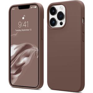 AOTESIER Shockproof Designed for iPhone 14 Pro Case 6.1 inch,[Silicone Slim Series] Rubber Full-Body Protection Bumper Phone Case for 14 Pro with Soft Anti-Scratch Lining, Chocolate