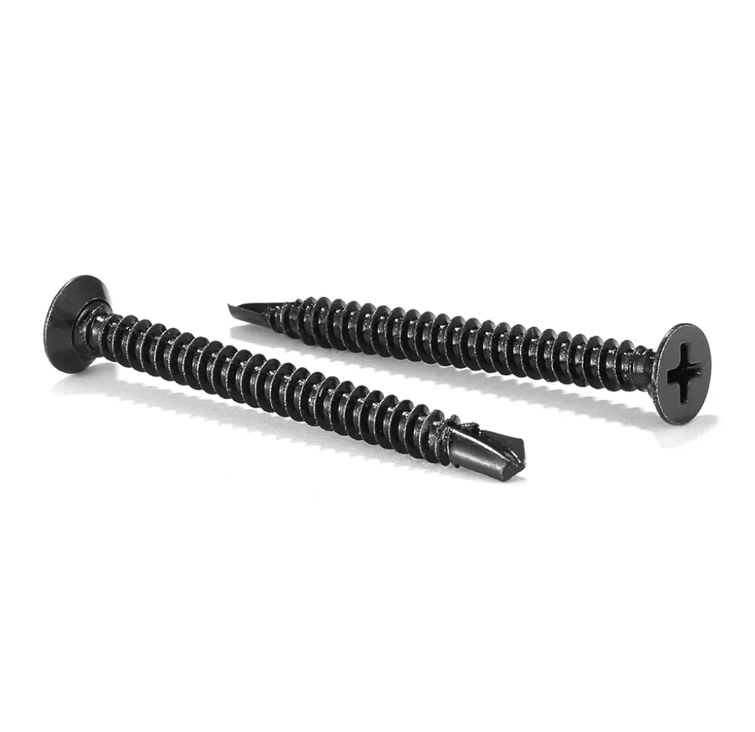10 x 2" Sheet Metal Screws 100Pcs 410 Stainless Steel Flat Head Fast Self Tapping Screws Black Oxide by SG TZH