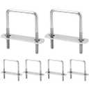 QWORK® 6 Pack M6 Stainless Steel U-Bolts Set, U-Brackets, High Load Capacity, with Nuts and Frame Plate, for Multiple Applications, size 8"