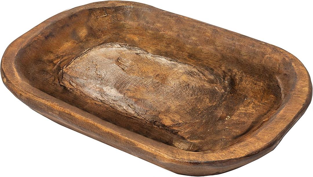 MAINEVENT Decorative Bowl Home Decor Approx 10x14 Inch, Spanish Oak Wooden Dining Room Table Centerpiece Decor Wood Bowl Key Decorative Centerpiece Baguette Bowl Made in USA (Waxed / Brown)