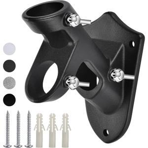 Flag Pole Holder for Outside House, Heavy Duty Flag Pole Mounting Bracket, Aluminum Metal Flagpole Mount with Stainless Hardware for Outdoor, Rust Free, 1" Inner Diameter (Matte Black-1Pack)