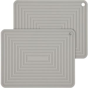 Silicone Trivets for Hot Dishes and Pots, Kitchen Pot Holders, Heat Resistant Mats for Quartz Countertops - Set of 2, Light Gray