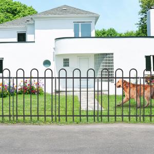 FOREHOGAR Metal Garden Fence 30 in H x 16 ft L, No dig Garden Border Yard Fencing, Dog Fence Outdoor Temporary Animal Barrier for Flower Bed Lawn and Patio, 8 Panels + 9 Stakes Black